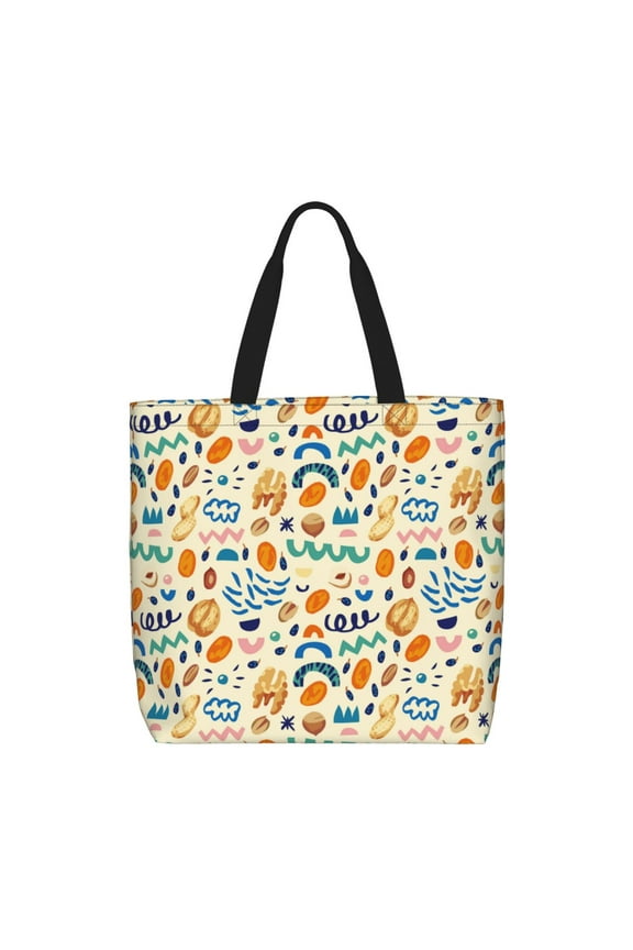 Peanuts 8 Print Lightweight Tote Bag for Women, Water-Resistant Shoulder Bag with Zipper, Spacious Casual Handbag for Work, School, Shopping