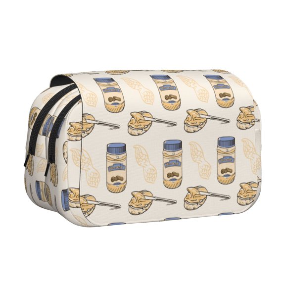Rateoe Peanuts Pattern Double Clamshell Pen Case, Storage Organizer with Two Zipper Compartments– Holds Up to 50 Pencils & Pens