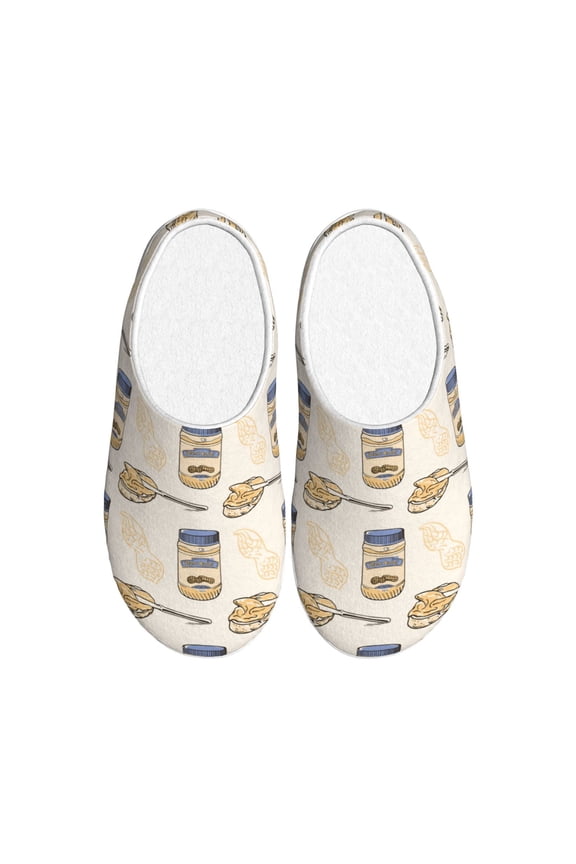 Peanuts Print Women's Men's Cotton Knit Slippers Lightweight Memory Foam Indoor House Shoes with Anti-Skid Sole-37/38