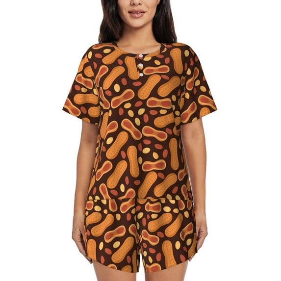 Rateoe Peanuts2 Pattern Women's Short-Sleeved Pajama Set - 2 Piece Soft and Lightweight Sleepwear Set-XX-Large