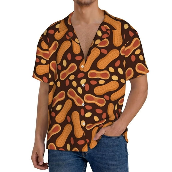 Rateoe Peanuts2 Print Mens Front Pocket Hawaiian Shirts Casual Shirts Short Sleeve Button Down Beach Tropical Shirts-XX-Large