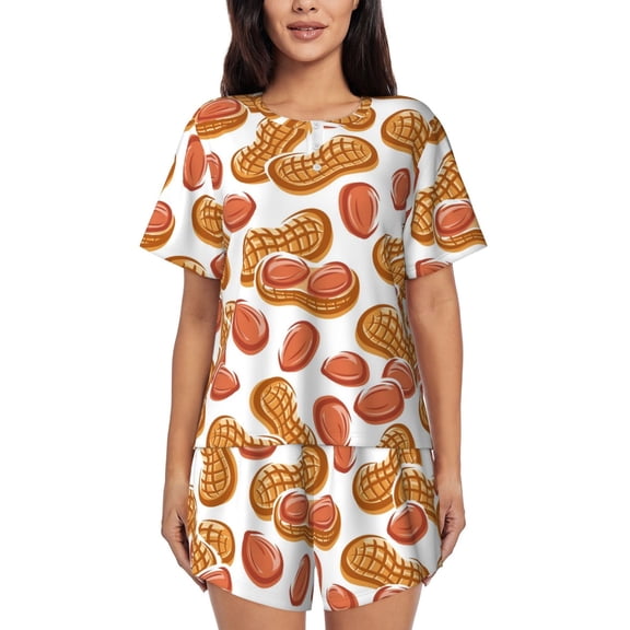 Rateoe Peanuts4 Pattern Women's Short-Sleeved Pajama Set - 2 Piece Soft and Lightweight Sleepwear Set-X-Large
