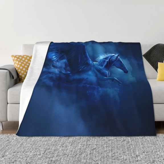 Rateoe Pegasus Night Sky Pattern Flannel Throw Blanket, Ultra-soft Blanket for Bed, Couch, Car, Hypoallergenic Anti-pilling blanket-60"x50"(Horizontal)