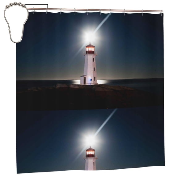 Rateoe Peggy's Cove Lighthouse Shower Curtain - Fancy Bathroom Shower Curtain Sets - Waterproof Shower Curtain with Hooks with 12 Plastic Hooks 72x72 Inches