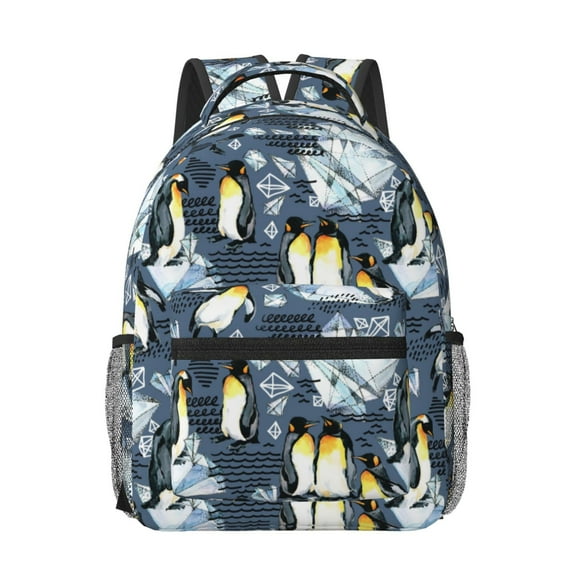 Rateoe Penguin Arctic Adventure Pattern Durable Student Backpack Laptop Bag- Ergonomic Design, Waterproof Twill Fabric - Ideal for School, Travel, and Outdoor Activities-One Size