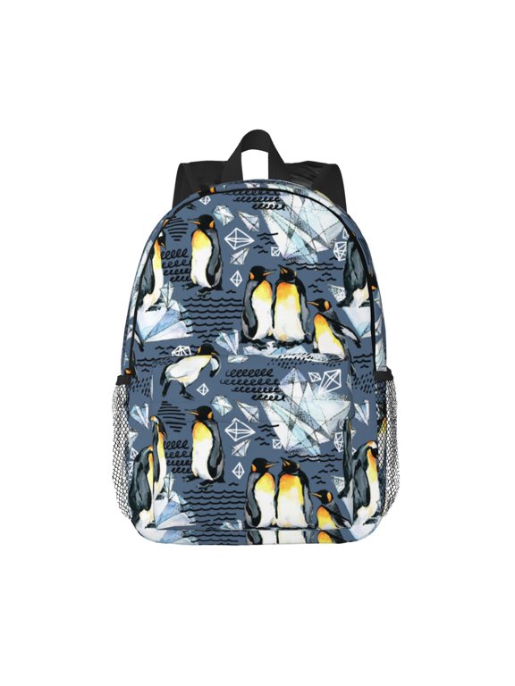 Penguin Arctic Adventure Pattern Student Backpack Water-resistant Backpack 15-inch Laptop Backpack Lightweight Adjustable School Backpack