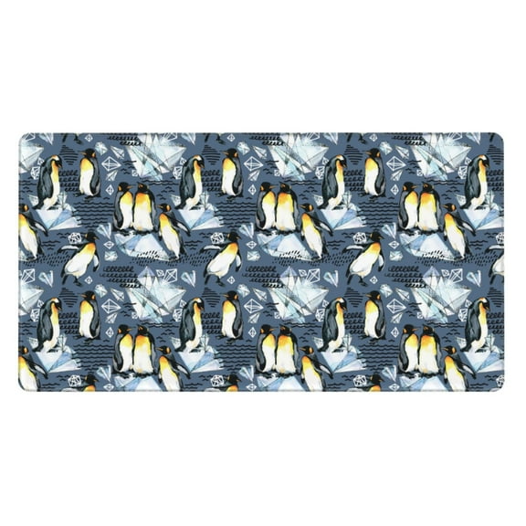 Rateoe Penguin Arctic Adventure Print Mouse Pad - Extended Large Gaming Mousepad,Non-Slip Stitched Edge,16x29.5 Inch