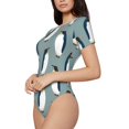 thumbnail image 1 of Rateoe Penguin Printed Women Rash Guard Short Sleeve,Tummy control Swimsuit Surfing Swimsuit Bathing Suit Short-sleeved Onesie UPF 50+, 1 of 6