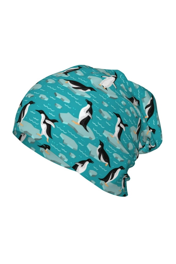 Penguins On The Ice In The Sea Kids Beanie Warm Knit Beanie Hats Boys Girls Winter Hat Soft Slouchy Hats for Kids