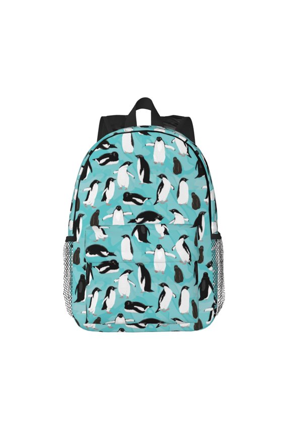 Penguins Pattern Student Backpack Water-resistant Backpack 15-inch Laptop Backpack Lightweight Adjustable School Backpack