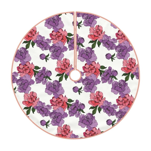 Rateoe Peonies Pattern Christmas Tree Skirt with Ties , Christmas Tree Decorations, Farmhouse Christmas Decor Xmas Holiday Decorations-36"