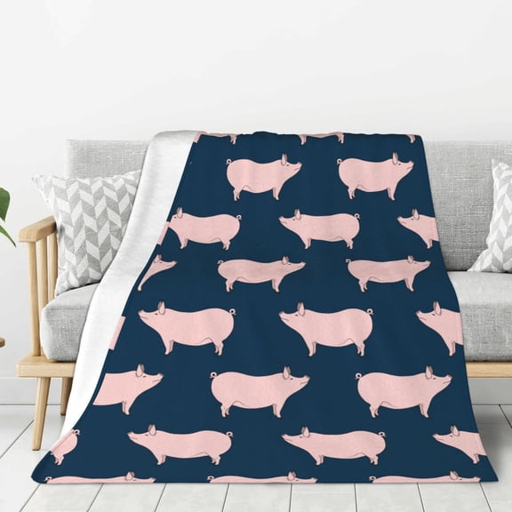 Rateoe Pig 1 Pattern Flannel Throw Blanket, Ultra-soft Blanket for Bed, Couch, Car, Hypoallergenic Anti-pilling blanket-40"x30"(Vertical)