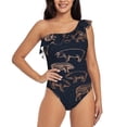 thumbnail image 1 of Rateoe Pig Farm Pattern Women One Piece Swimsuits Tummy Control One Shoulder Bathing Suits Ruffle Swimwear-Medium, 1 of 6