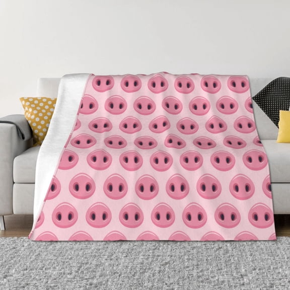 Rateoe Pig Nose Pattern Flannel Throw Blanket, Ultra-soft Blanket for Bed, Couch, Car, Hypoallergenic Anti-pilling blanket-