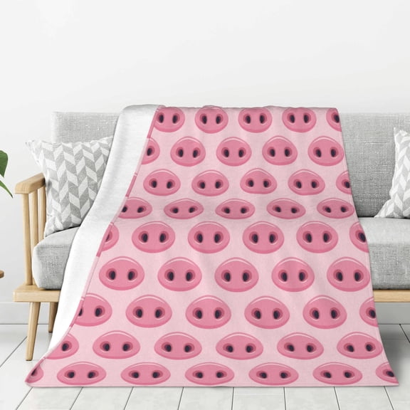 Rateoe Pig Nose Pattern Flannel Throw Blanket, Ultra-soft Blanket for Bed, Couch, Car, Hypoallergenic Anti-pilling blanket-60"x50"(Vertical)
