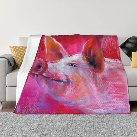 Rateoe Pig Pattern Flannel Throw Blanket, Ultra-soft Blanket for Bed, Couch, Car, Hypoallergenic Anti-pilling blanket-40"x30"(Horizontal)