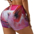 thumbnail image 1 of Rateoe Pig Printed Power Workout Shorts for Women Tummy Control Squat Proof Ribbed Thick Seamless Scrunch Active Short-Medium, 1 of 8