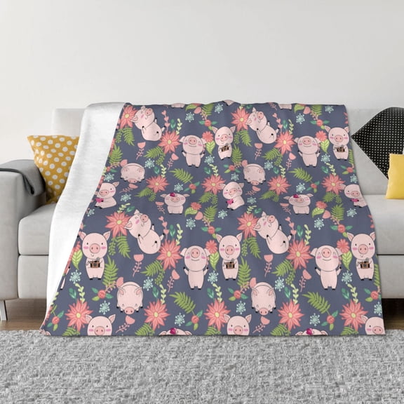 Rateoe Pigs 1 Pattern Flannel Throw Blanket, Ultra-soft Blanket for Bed, Couch, Car, Hypoallergenic Anti-pilling blanket-40"x30"(Horizontal)