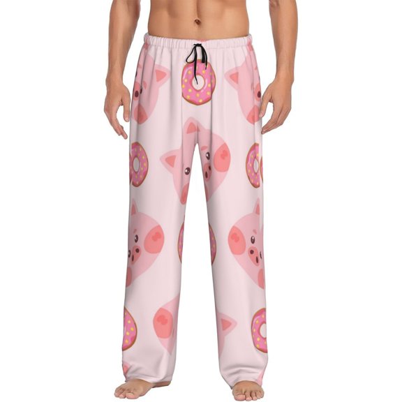Rateoe Pigs Head And Donuts Pattern Men’s Ultra-Soft Comfy Pajama Lounge Pants Sleepwear,Comfortable Lounge Wear,lightweight Pajamas, Casual Home Wear-XX-Large