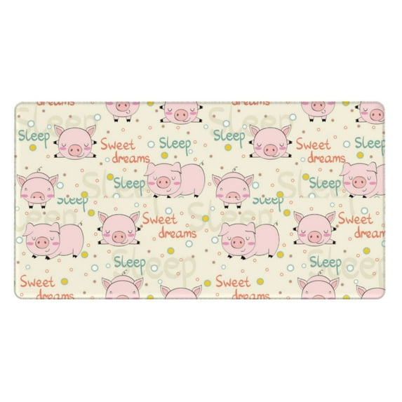 Rateoe Pigs Sleep Print Mouse Pad - Extended Large Gaming Mousepad,Non-Slip Stitched Edge,16x29.5 Inch