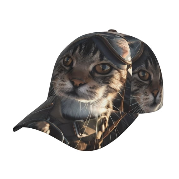 Rateoe Pilot Cat In Vintage Plane Pattern Men’s Baseball Cap – Adjustable Curved Brim Hat, Soft Cotton Sports Cap for Outdoor, Casual, and Everyday Wear, Comfortable & Breathable