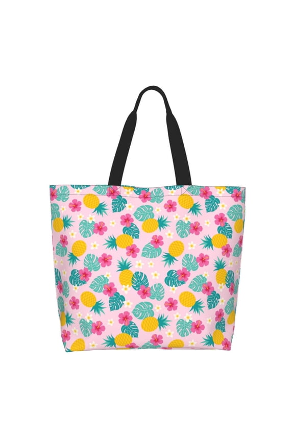 Pineapple And Leaves Tote Bag - Waterproof Lightweight Handbags Travel Shoulder Bag for Hiking Yoga Gym Swimming Travel Beach