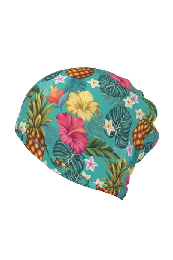 Pineapple Cotton Slouchy Beanie Hat for Men/Women,Lightweight Oversize Large Thin Skull Cap Night Sleeping Cap