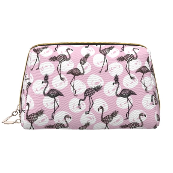 Rateoe Pineapple Flamingo for Travel Makeup Bag,Large Capacity Cosmetic Bags for Women,Waterproof Portable Pouch Open Flat Toiletry Bag Make up Organizer