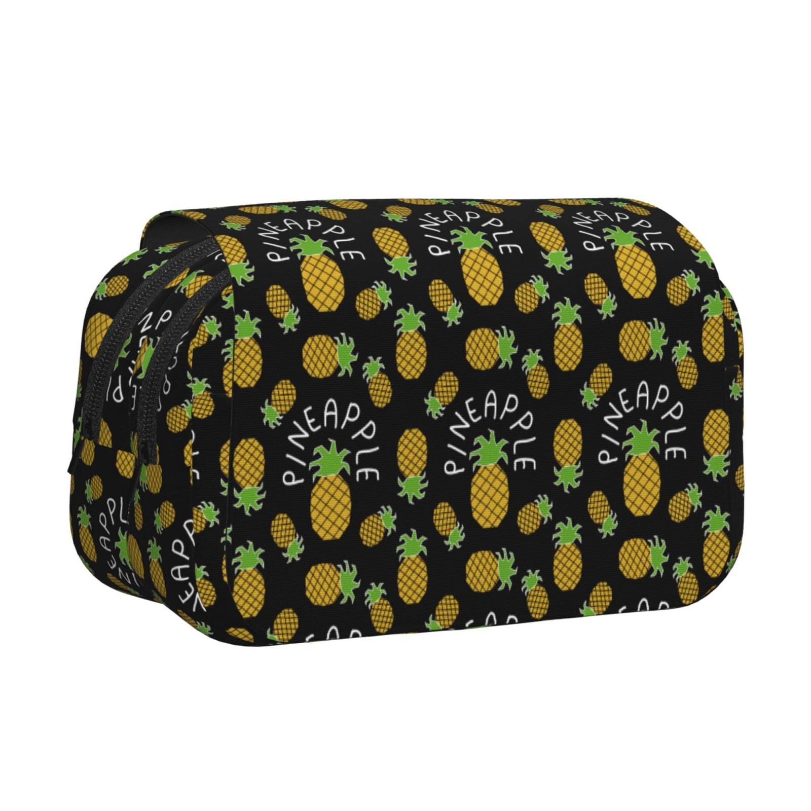 Rateoe Pineapple Pattern Double Clamshell Pen Case, Storage Organizer with Two Zipper Compartments– Holds Up to 50 Pencils & Pens