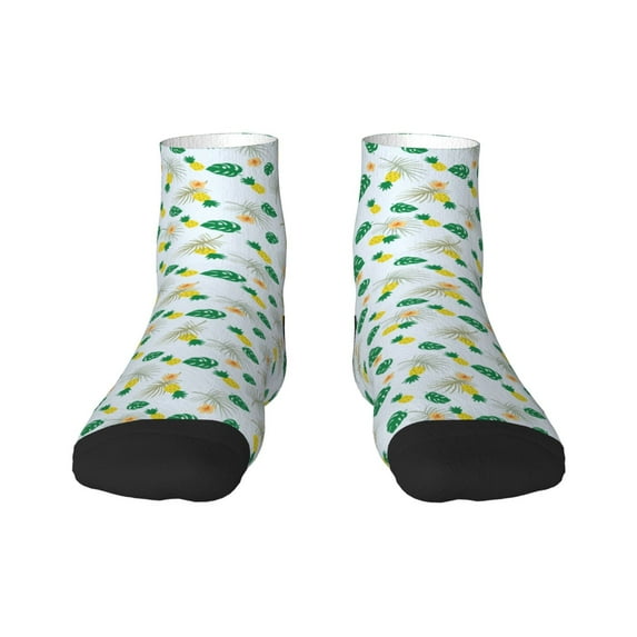 Rateoe Pineapple Pattern Quarter Crew Socks,Toe Seamed Ankle Socks,Cotton Cushioned Breathable Athletic Crew Sports Socks