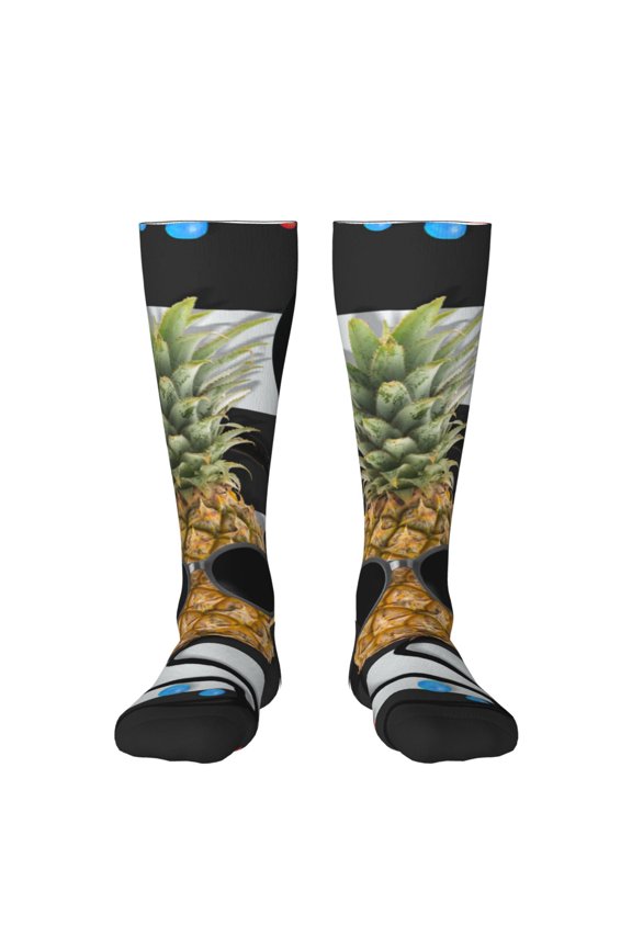 Pineapple With Black Glasses Pattern Women’s Knee High Crew Socks,Trouser Socks Comfortable, Breathable, Moisture-Wicking and Soft
