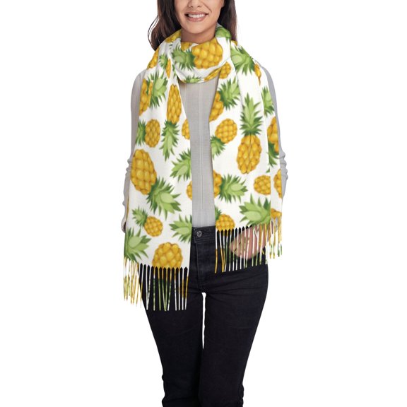 Rateoe Pineapple Women's Traditional Scarf Wrap Tassel Shawl Fringes Neck Head Shawl Retro Scarf