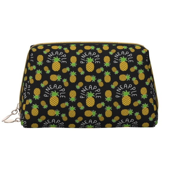 Rateoe Pineapple for Travel Makeup Bag,Large Capacity Cosmetic Bags for Women,Waterproof Portable Pouch Open Flat Toiletry Bag Make up Organizer