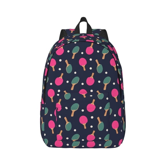Rateoe Ping Pong Rackets And Balls Pattern Canvas College Laptop Backpack,Travel Daypack,Durable Rucksack Travel Notebook Bag School Backpack Book Bag for Men Women-Small