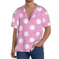 thumbnail image 1 of Rateoe Pink And White Polka Dot Pattern Men's Short Sleeve Classic Shirt, Casual Short-Sleeved Shirt, Lightweight Summer Shirt, Cuban Collar Shirt,Button-Front Shirt-X-Large, 1 of 5