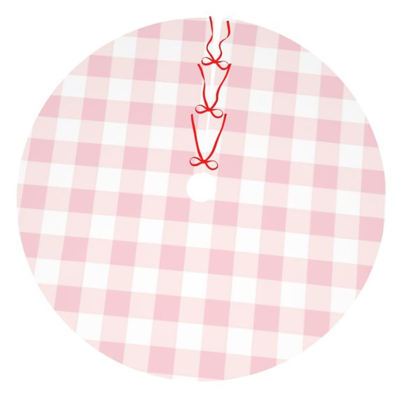 Rateoe Pink Checkboard Print Christmas Tree Skirt 30" for Xmas Holiday New Year Party Circle Tree Mat Ornaments Decoration