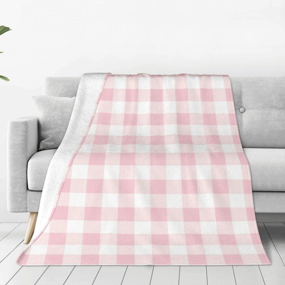 Rateoe Pink Checkboard Print Fuzzy Fleece Throw Blanket Extra Large,Super Soft,Fluffy and Warm Blankets for Couch,Bed,All Season Use (60"x50")