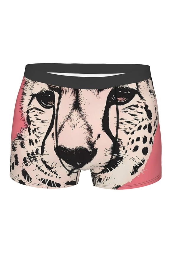 Pink Cheetah Art Mens Boxer Briefs Poly Spandex Performance Boxer Briefs Underwear Hem Boxer Briefs - Medium