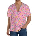 thumbnail image 1 of Rateoe Pink Donut Pattern Men's Short Sleeve Classic Shirt, Casual Short-Sleeved Shirt, Lightweight Summer Shirt, Cuban Collar Shirt,Button-Front Shirt-Small, 1 of 5