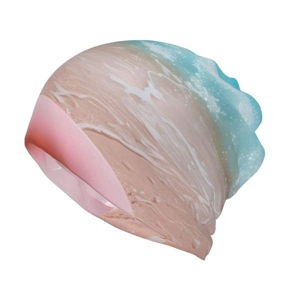 Rateoe Pink Float Ring On Beach Cotton Slouchy Beanie Hat for Men/Women,Lightweight Oversize Large Thin Skull Cap Night Sleeping Cap