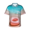 thumbnail image 1 of Rateoe Pink Float Ring On Beach Pattern Men’s Hawaiian Shirt – Short Sleeve Button-Down Tropical Beach Shirt, Lightweight & Breathable Casual Aloha Shirt with Pocket,3X-Large, 1 of 7