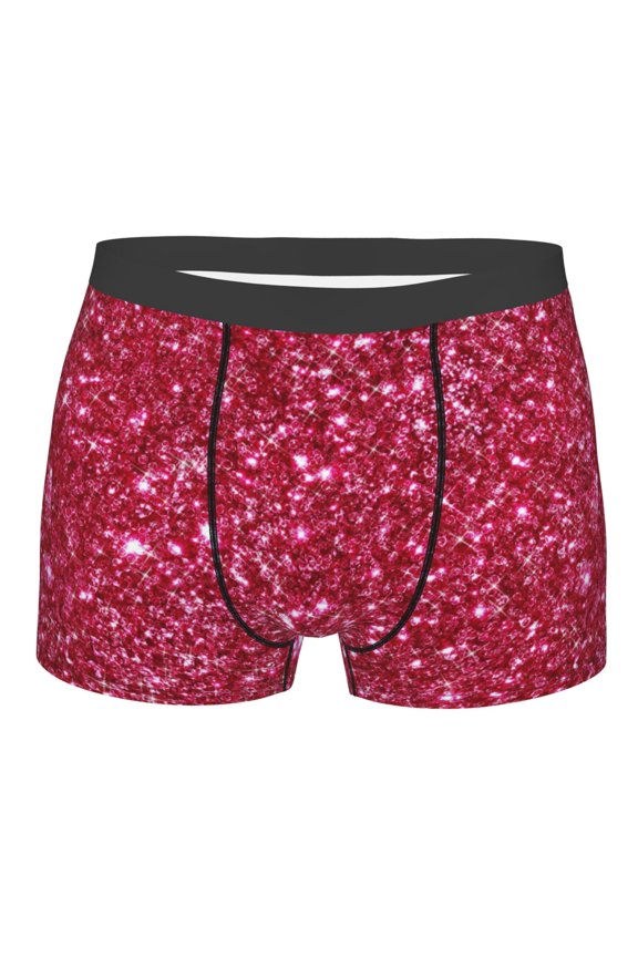 Pink Glitter Mens Boxer Briefs Poly Spandex Performance Boxer Briefs Underwear Hem Boxer Briefs - Large