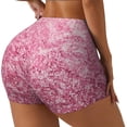 thumbnail image 1 of Rateoe Pink Glitter Printed Power Workout Shorts for Women Tummy Control Squat Proof Ribbed Thick Seamless Scrunch Active Short-Medium, 1 of 8