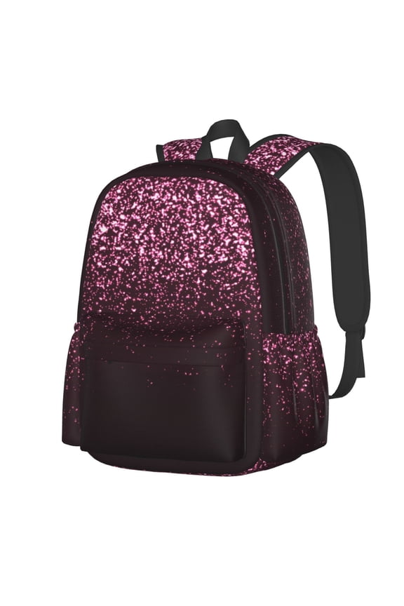 Pink Glitter Sparkles A Pattern Student Backpack,Backpack for School,Lightweight Bag,Travel Backpack,Outdoor Backpack,Large Capacity Backpack
