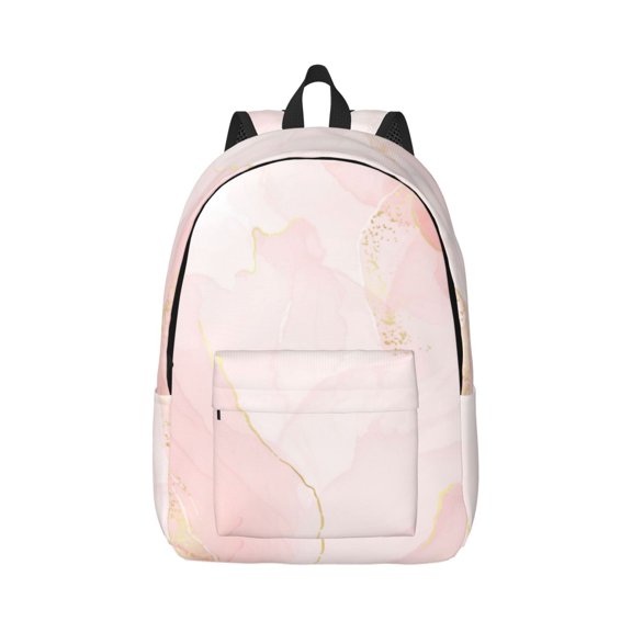 Rateoe Pink Marble Pattern Canvas College Laptop Backpack,Travel Daypack,Durable Rucksack Travel Notebook Bag School Backpack Book Bag for Men Women-Medium