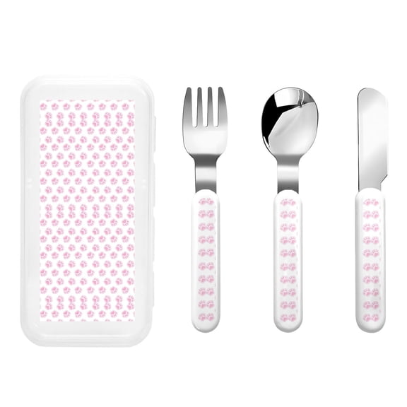 Rateoe Pink Paw for Stainless Steel Kids Silverware Set - Child and Toddler Safe Flatware - Children's Knife, Fork And Spoon Set