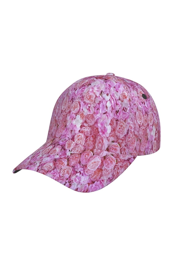 Pink Roses Pattern Mens Baseball Cap  Adjustable Curved Brim Hat, Soft Cotton Sports Cap for Outdoor, Casual, and Everyday Wear, Comfortable & Breathable