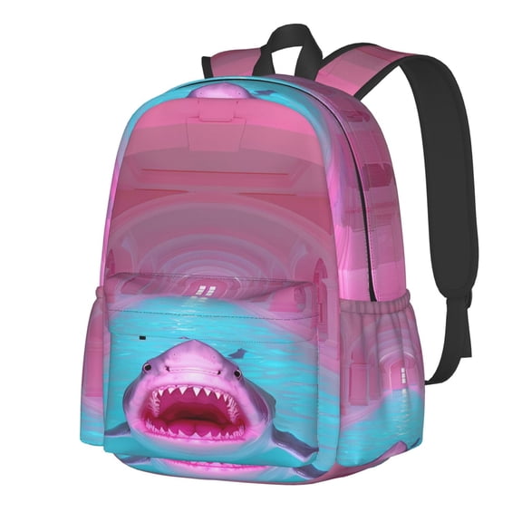 Rateoe Pink Shark Pool Fantasy Pattern Student Backpack,Backpack for School,Lightweight Bag,Travel Backpack,Outdoor Backpack,Large Capacity Backpack