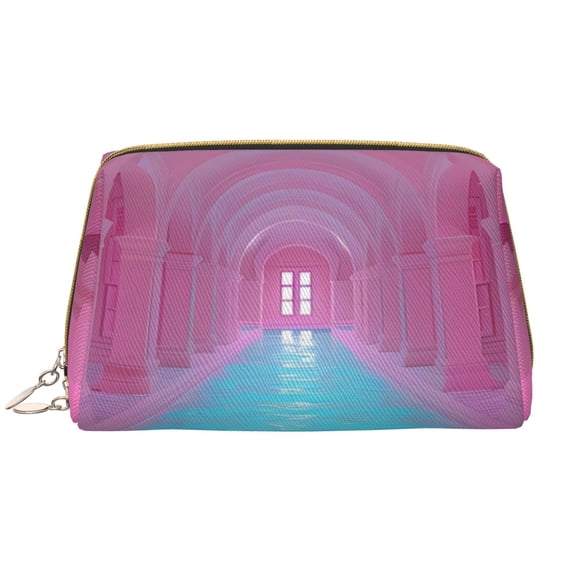 Rateoe Pink Shark Pool Fantasy for Travel Makeup Bag,Large Capacity Cosmetic Bags for Women,Waterproof Portable Pouch Open Flat Toiletry Bag Make up Organizer