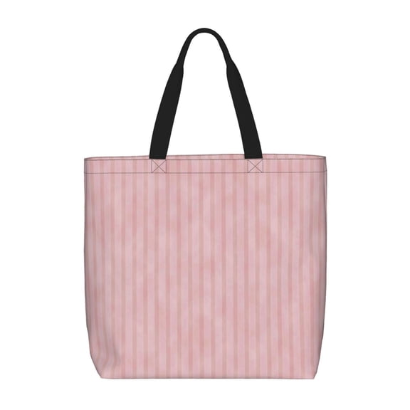 Rateoe Pink Stripes Print Lightweight Tote Bag for Women, Water-Resistant Shoulder Bag with Zipper, Spacious Casual Handbag for Work, School, Shopping